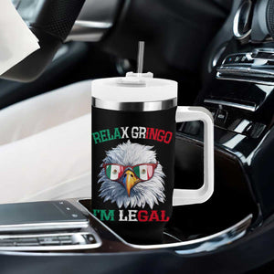 Funny Relax Gringo Im Legal Tumbler With Handle Cinco De Mayo Mexican Immigrant Bald Eagle TS11 Print Your Wear