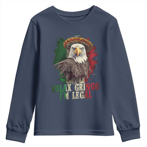 Funny Relax Gringo I'm Legal Youth Sweatshirt Cinco De Mayo Mexican Immigrant Eagle TS11 Navy Print Your Wear