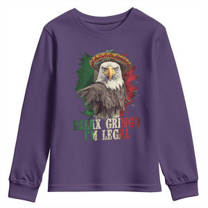 Funny Relax Gringo I'm Legal Youth Sweatshirt Cinco De Mayo Mexican Immigrant Eagle TS11 Purple Print Your Wear