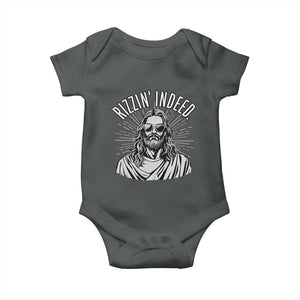 Funny Religious Christian Jesus Meme Baby Onesie Rizzin Indeed TS11 Dark Heather Print Your Wear