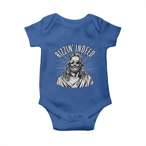 Funny Religious Christian Jesus Meme Baby Onesie Rizzin Indeed TS11 Royal Blue Print Your Wear