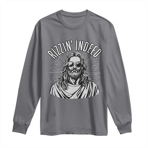 Funny Religious Christian Jesus Meme Long Sleeve Shirt Rizzin Indeed TS11 Charcoal Print Your Wear