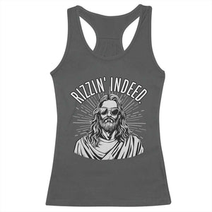 Funny Religious Christian Jesus Meme Racerback Tank Top Rizzin Indeed TS11 Dark Heather Print Your Wear