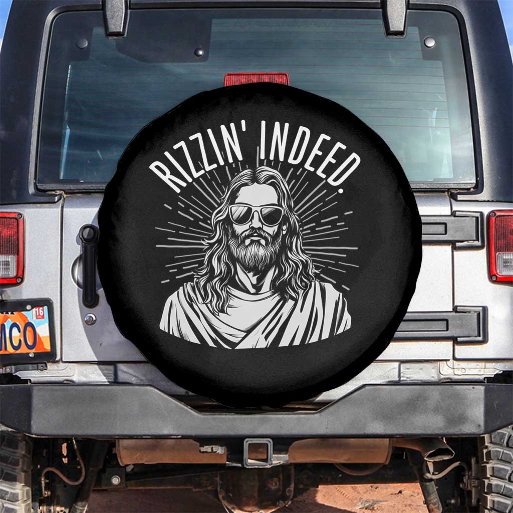 Funny Religious Christian Jesus Meme Spare Tire Cover Rizzin Indeed TS11 No hole Black Print Your Wear