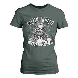 Funny Religious Christian Jesus Meme T Shirt For Women Rizzin Indeed TS11 Dark Forest Green Print Your Wear