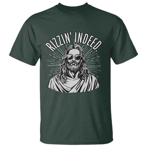 Funny Religious Christian Jesus Meme T Shirt Rizzin Indeed TS11 Dark Forest Green Print Your Wear