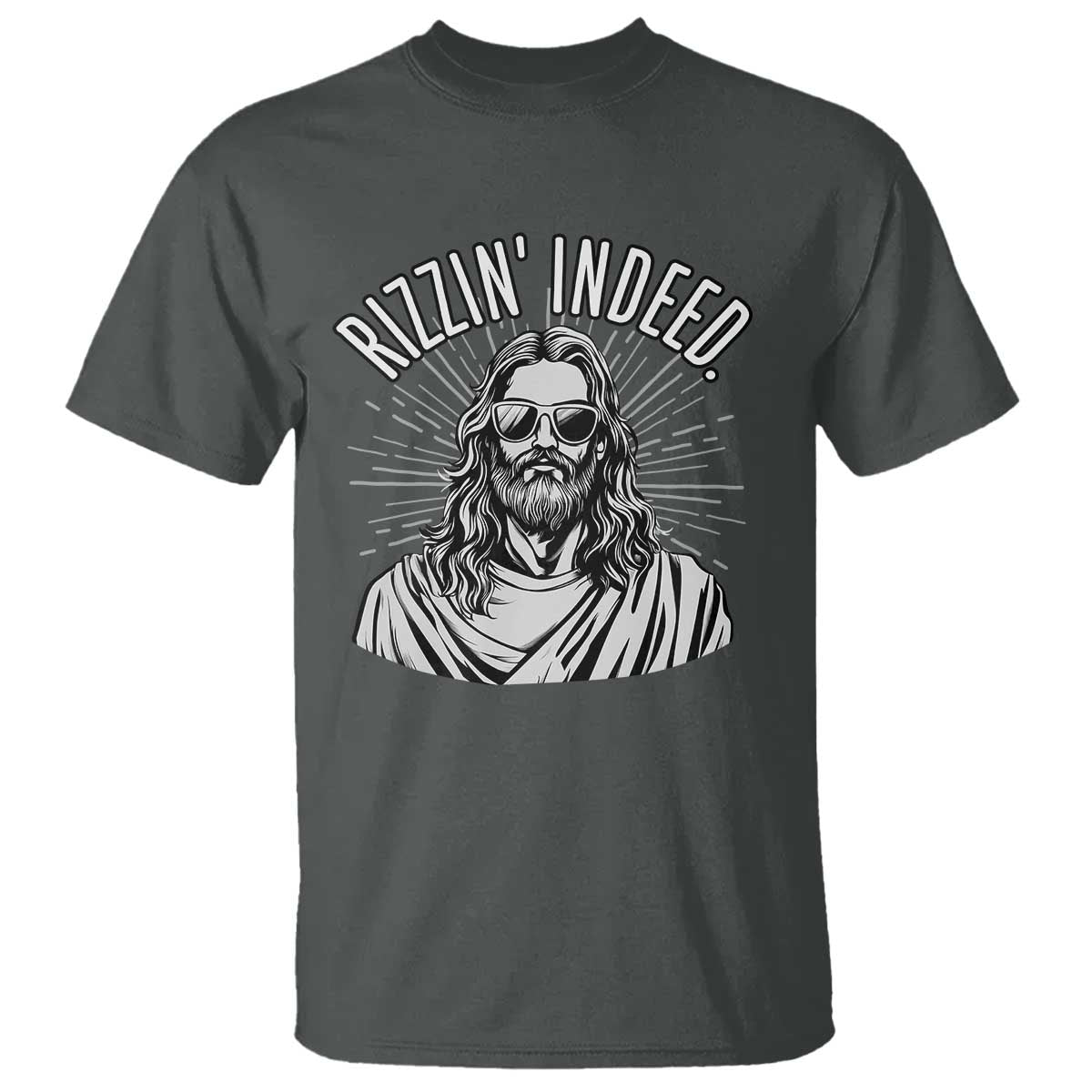 Funny Religious Christian Jesus Meme T Shirt Rizzin Indeed TS11 Dark Heather Print Your Wear