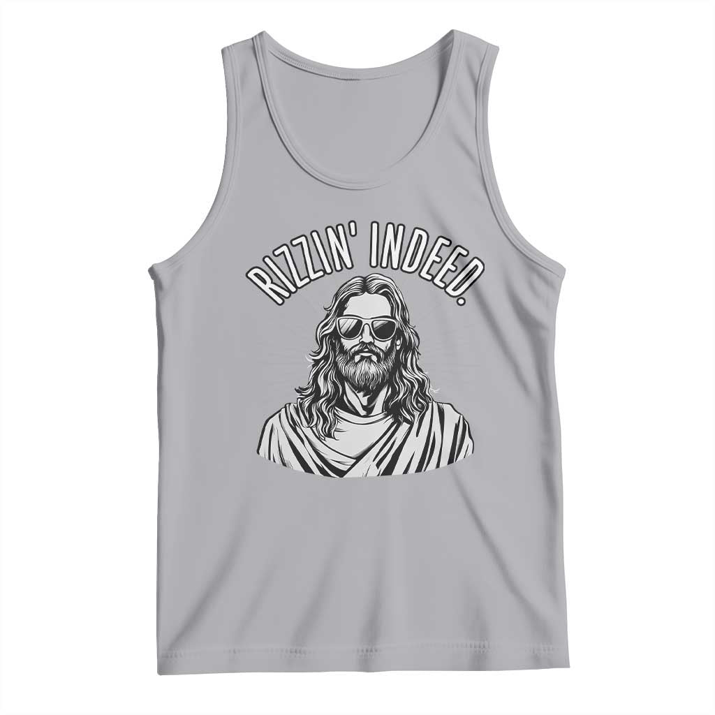 Funny Religious Christian Jesus Meme Tank Top Rizzin Indeed TS11 Athletic Heather Print Your Wear