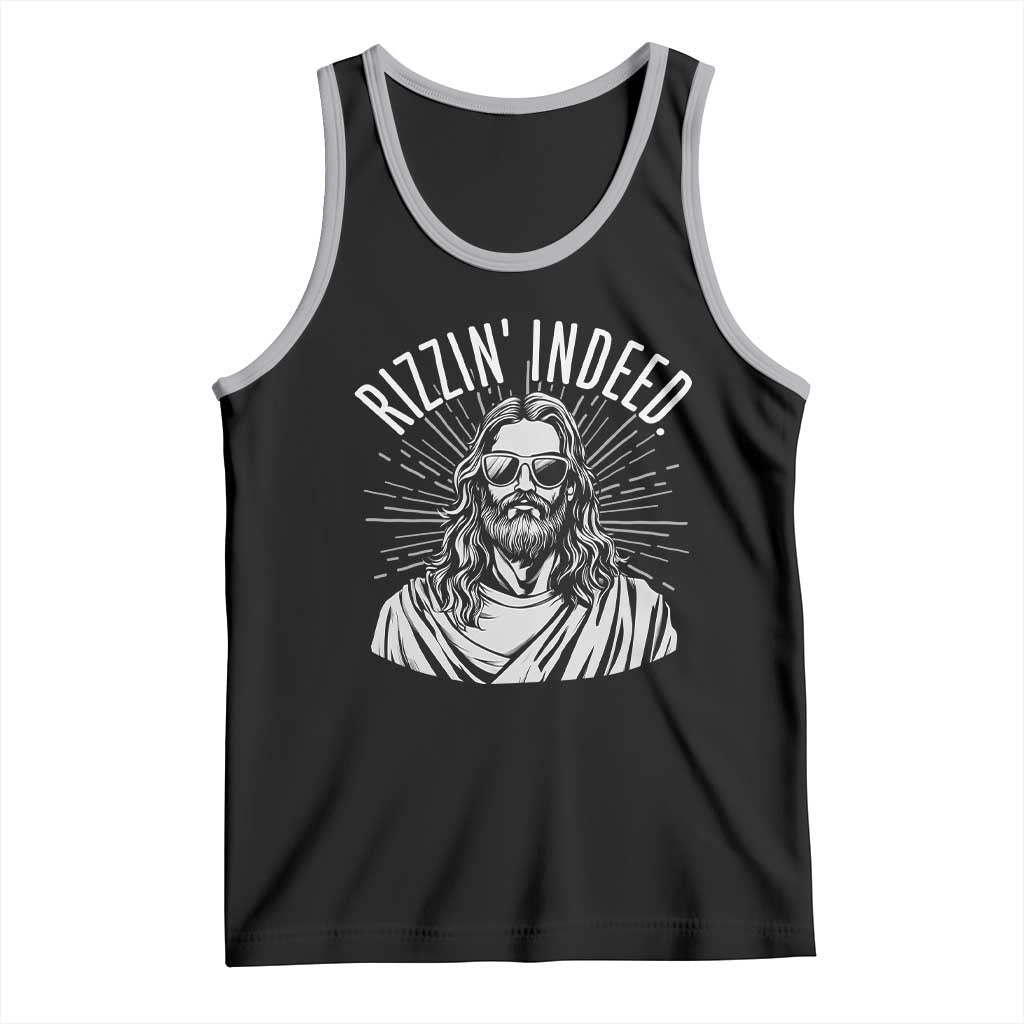 Funny Religious Christian Jesus Meme Tank Top Rizzin Indeed TS11 Black Athletic Heather Print Your Wear
