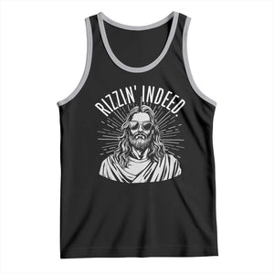 Funny Religious Christian Jesus Meme Tank Top Rizzin Indeed TS11 Black Athletic Heather Print Your Wear