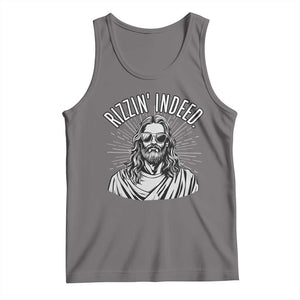 Funny Religious Christian Jesus Meme Tank Top Rizzin Indeed TS11 Deep Heather Print Your Wear