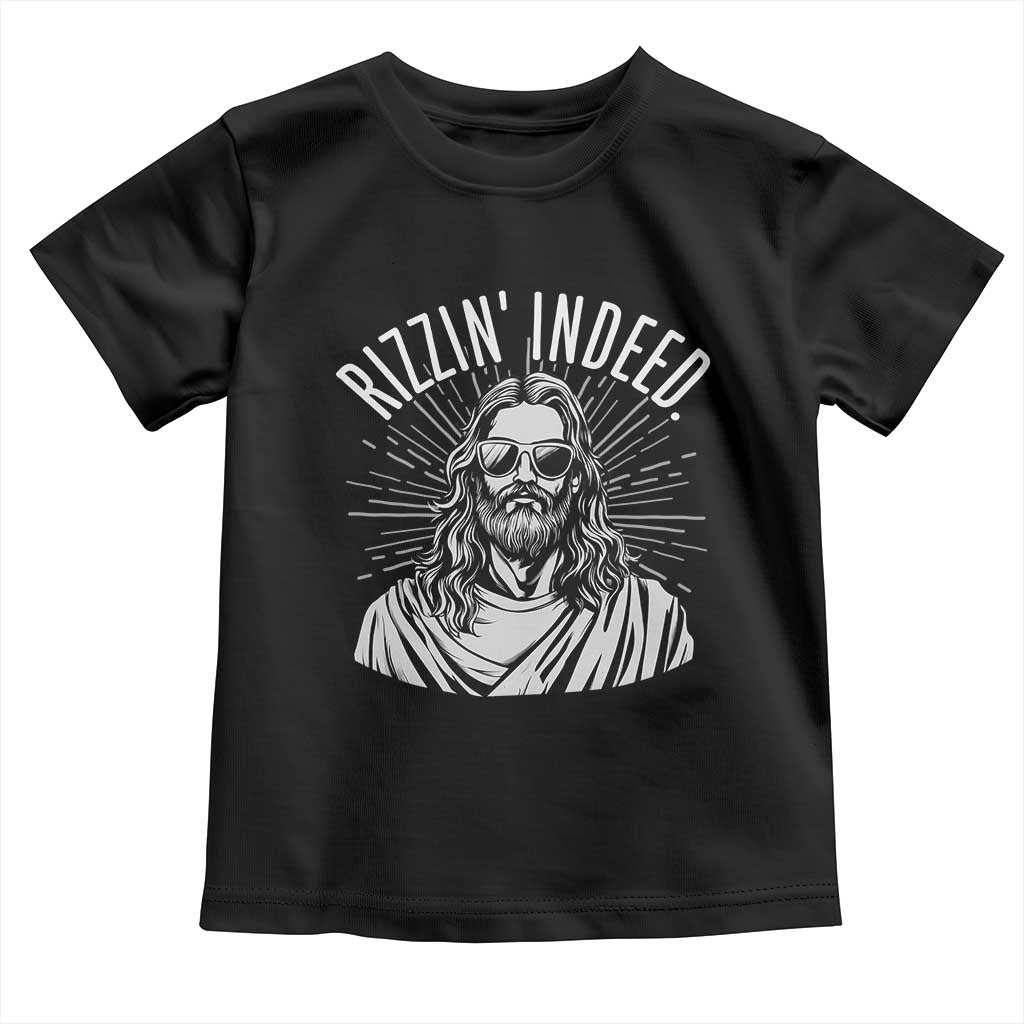Funny Religious Christian Jesus Meme Toddler T Shirt Rizzin Indeed TS11 Black Print Your Wear