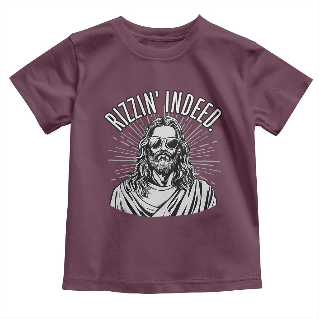 Funny Religious Christian Jesus Meme Toddler T Shirt Rizzin Indeed TS11 Maroon Print Your Wear