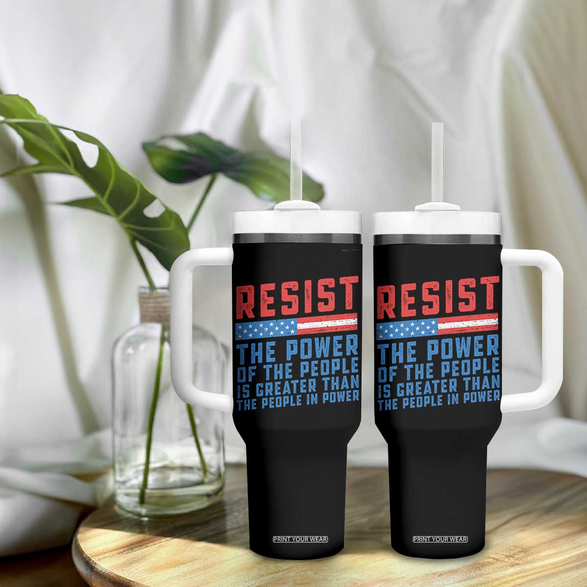 Funny Resist The Power Of The People Is Greater Than The People In Power Tumbler With Handle TS11 Print Your Wear