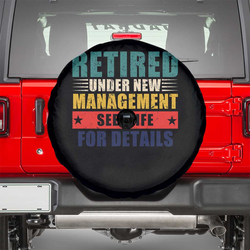 Funny Retirement Gifts Spare Tire Cover Retired Under New Management See Wife for Details TS10 Black Print Your Wear