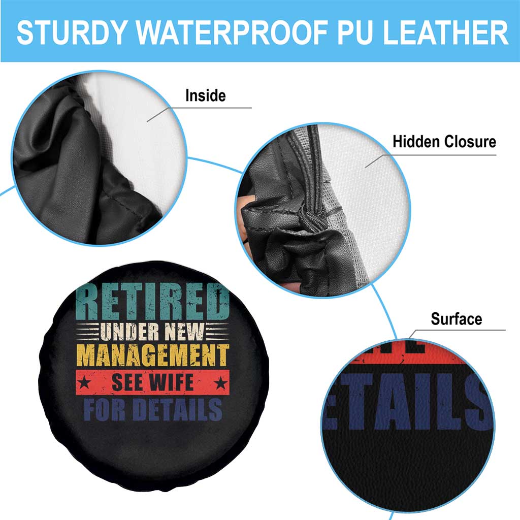 Funny Retirement Gifts Spare Tire Cover Retired Under New Management See Wife for Details TS10 Print Your Wear
