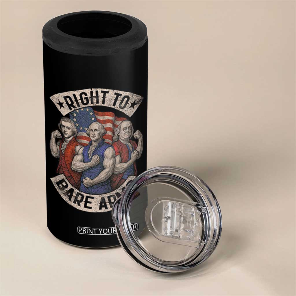 Funny Right to Bare Arms Founding Fathers 4 in 1 Can Cooler Tumbler 4th of July Patriotic Celebrations TS10 Print Your Wear