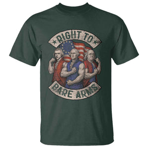 Funny Right to Bare Arms Founding Fathers T Shirt 4th of July Patriotic Celebrations TS10 Dark Forest Green Print Your Wear