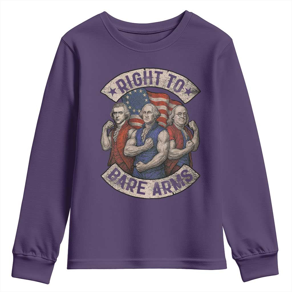 Funny Right to Bare Arms Founding Fathers Youth Sweatshirt 4th of July Patriotic Celebrations TS10 Purple Print Your Wear