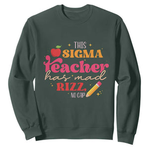 Funny Rizz Teacher Sweatshirt This Sigma Teacher Has Mad Rizz No Cap TS11 Dark Forest Green Print Your Wear