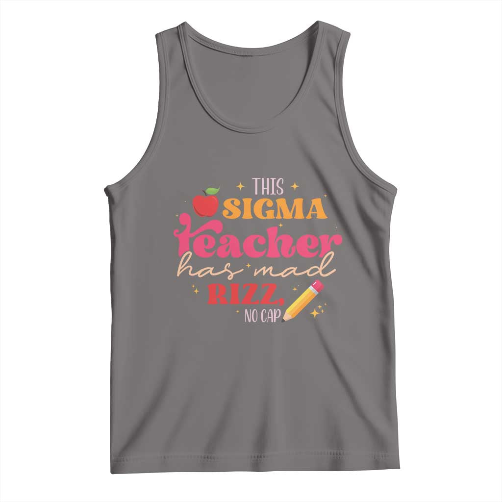 Funny Rizz Teacher Tank Top This Sigma Teacher Has Mad Rizz No Cap TS11 Deep Heather Print Your Wear