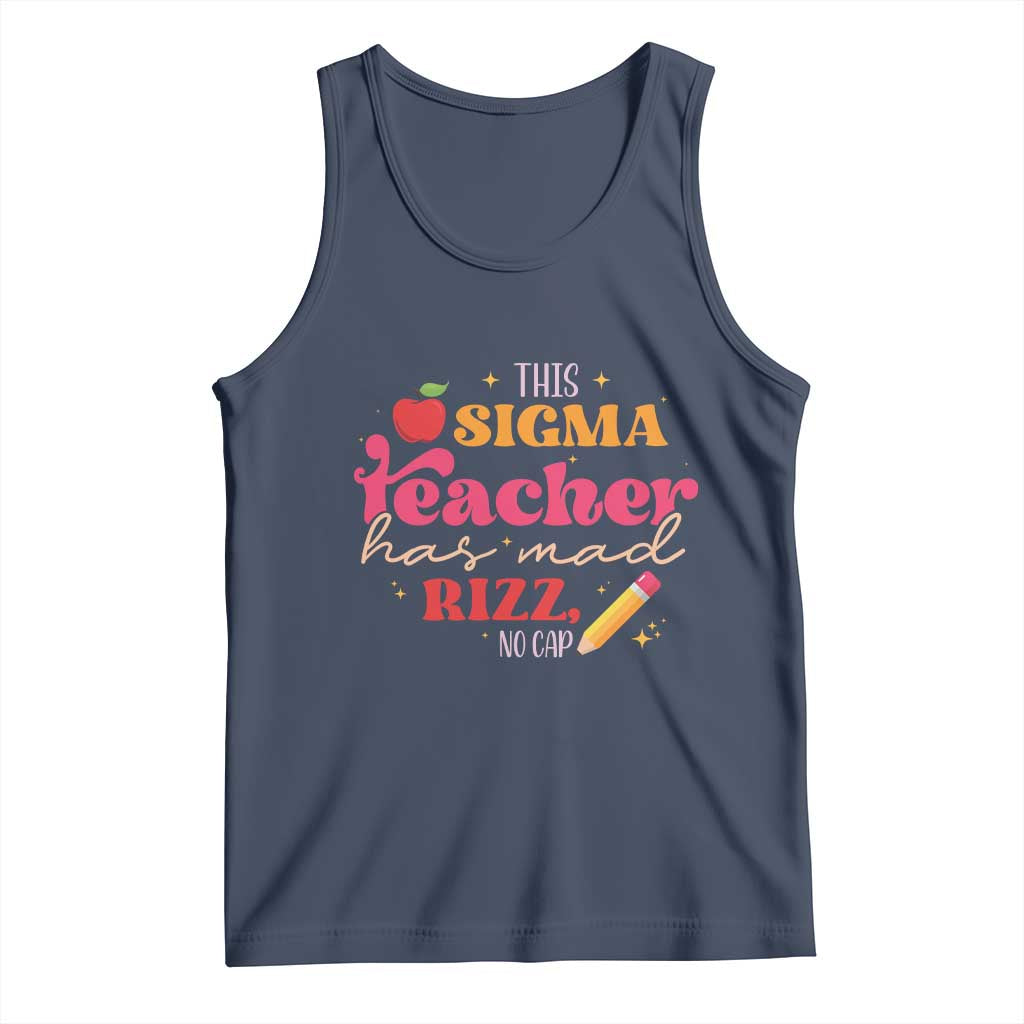 Funny Rizz Teacher Tank Top This Sigma Teacher Has Mad Rizz No Cap TS11 Navy Print Your Wear