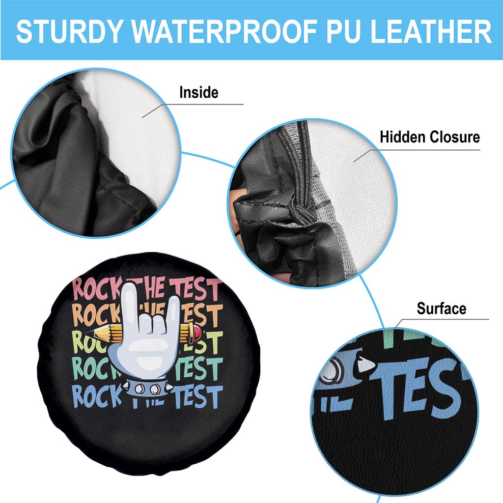 Funny Rock The Test Teacher Testing Day Spare Tire Cover Rock And Roll Hand Sign TS11 Print Your Wear