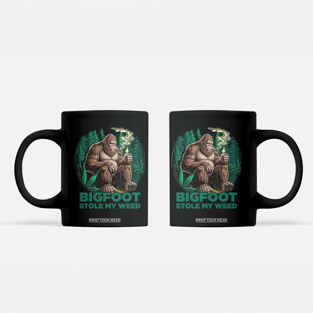 Funny Sasquatch Marijuana Coffee Mug Bigfoot Stole My Weed Vintage 420 TS02 Black Print Your Wear