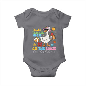Funny School's Out For Summer Teacher Baby Onesie Silly Teacher Goose On The Loose Summer Break TS11 Charcoal Print Your Wear