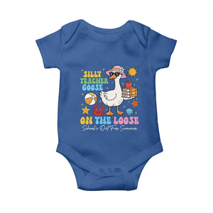 Funny School's Out For Summer Teacher Baby Onesie Silly Teacher Goose On The Loose Summer Break TS11 Royal Blue Print Your Wear
