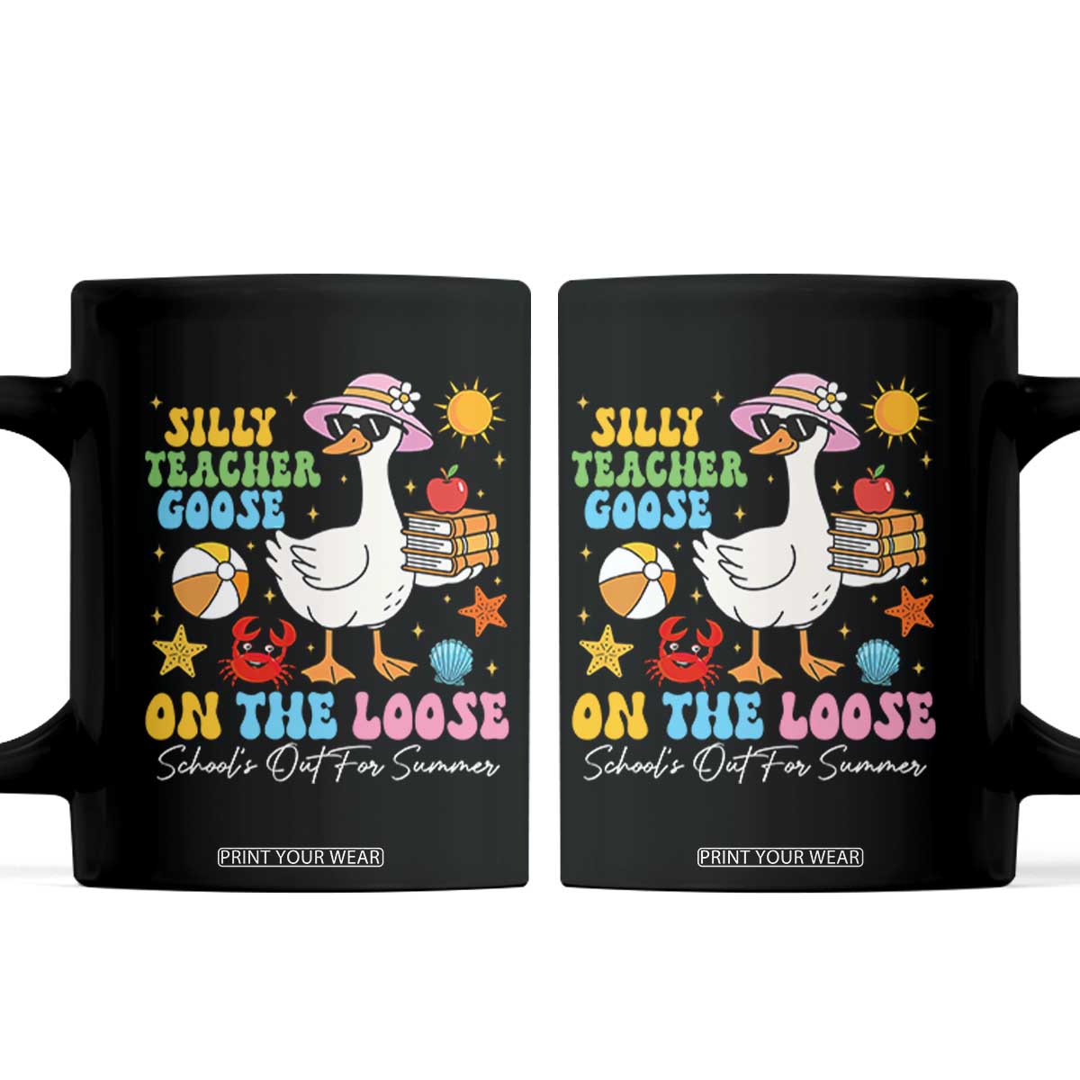Funny School's Out For Summer Teacher Coffee Mug Silly Teacher Goose On The Loose Summer Break TS11 Black Print Your Wear
