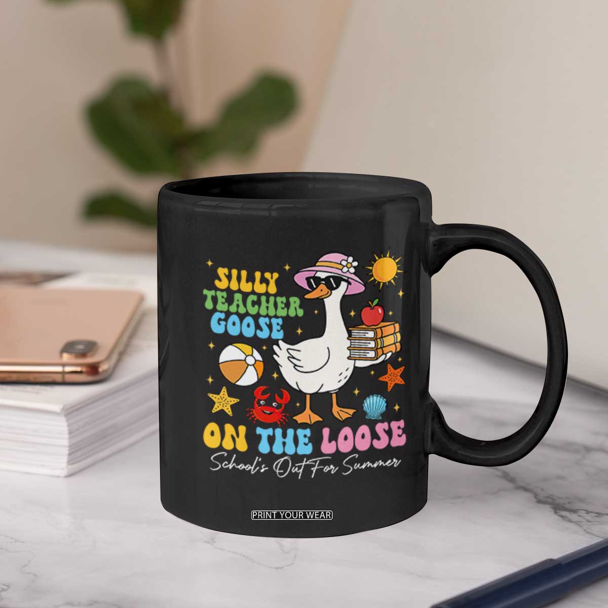 Funny School's Out For Summer Teacher Coffee Mug Silly Teacher Goose On The Loose Summer Break TS11 Print Your Wear
