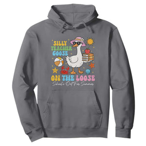 Funny School's Out For Summer Teacher Hoodie Silly Teacher Goose On The Loose Summer Break TS11 Charcoal Print Your Wear