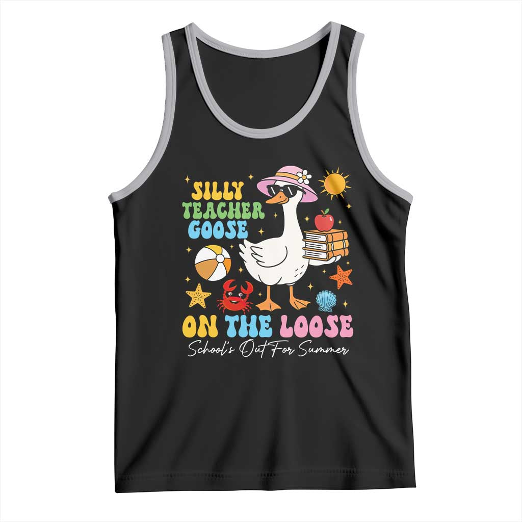 Funny School's Out For Summer Teacher Tank Top Silly Teacher Goose On The Loose Summer Break TS11 Black Athletic Heather Print Your Wear