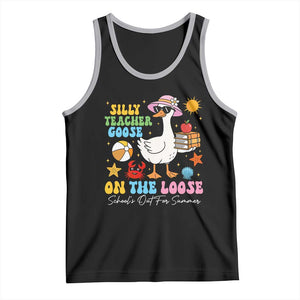 Funny School's Out For Summer Teacher Tank Top Silly Teacher Goose On The Loose Summer Break TS11 Black Athletic Heather Print Your Wear