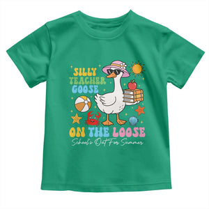 Funny School's Out For Summer Teacher Toddler T Shirt Silly Teacher Goose On The Loose Summer Break TS11 Irish Green Print Your Wear