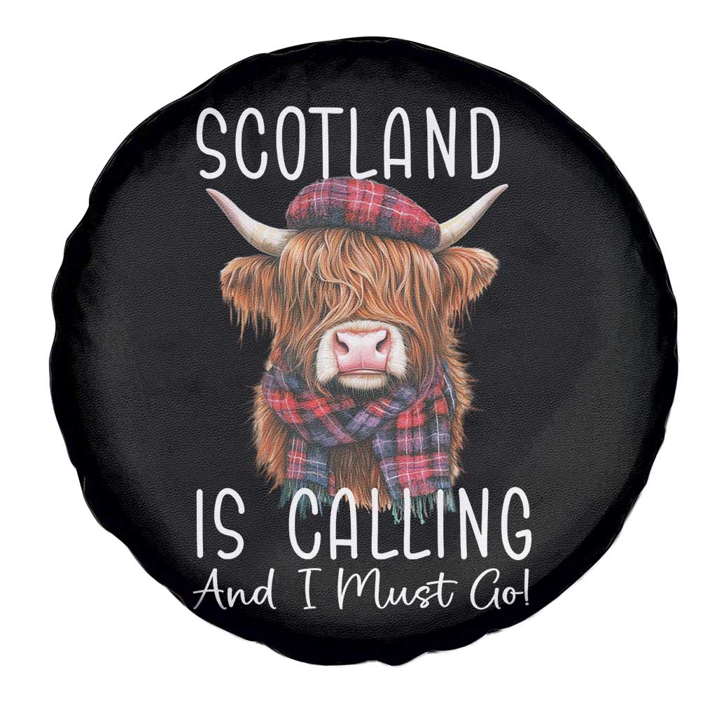 Funny Scotland Is Calling And I Must Go Spare Tire Cover Highland Cow TS11 Print Your Wear