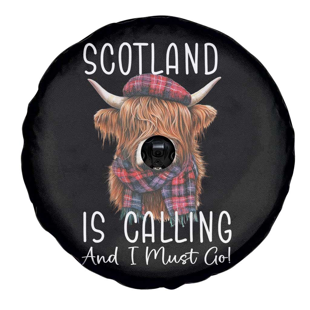 Funny Scotland Is Calling And I Must Go Spare Tire Cover Highland Cow TS11 Print Your Wear