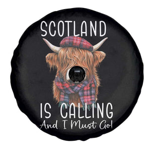 Funny Scotland Is Calling And I Must Go Spare Tire Cover Highland Cow TS11 Print Your Wear