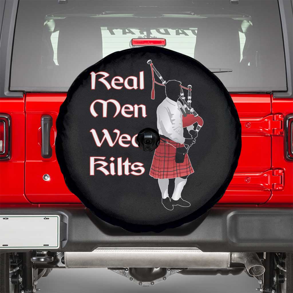 Funny Scottish Pride Spare Tire Cover Real Men Wear Kits Tartan Bagpipe TS11 Black Print Your Wear