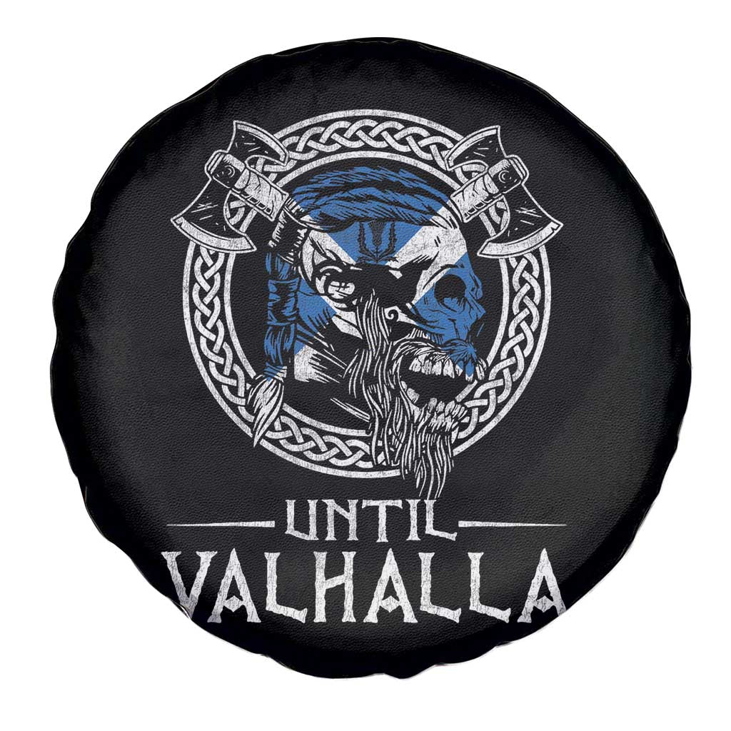 Funny Scottish Viking Spare Tire Cover Until Valhalla Vintage Scottish Flag Skull TS11 Print Your Wear