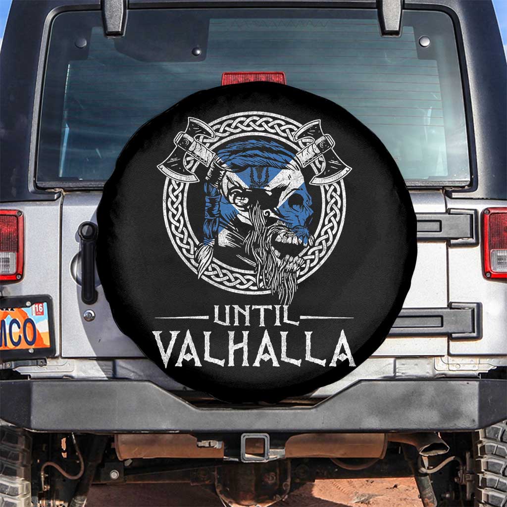 Funny Scottish Viking Spare Tire Cover Until Valhalla Vintage Scottish Flag Skull TS11 No hole Black Print Your Wear