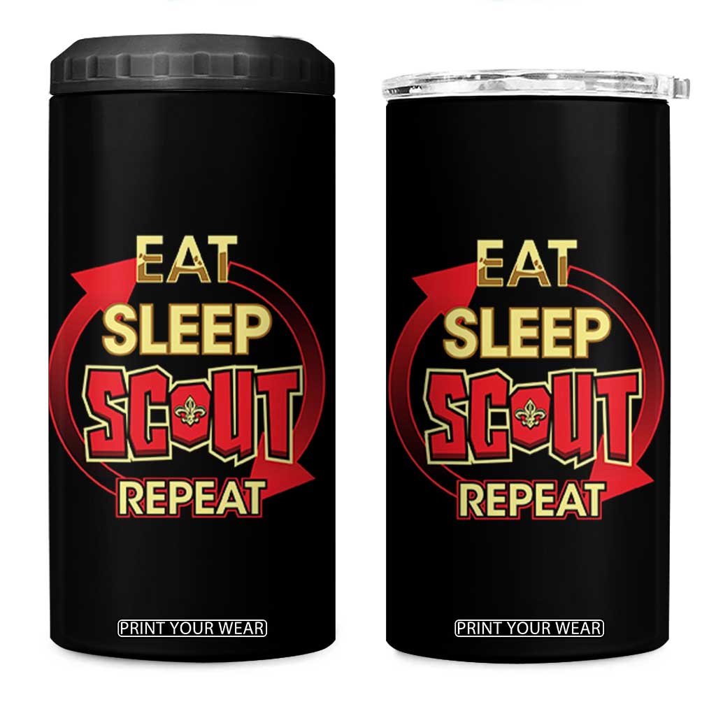Funny Scout 4 in 1 Can Cooler Tumbler Eat Sleep Scout Repeat Scouting Lovers Camping Hiking Outdoors TS02 One Size: 16 oz Black Print Your Wear