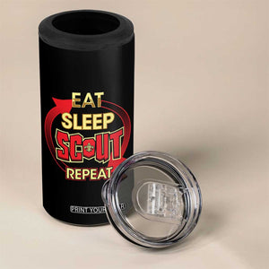 Funny Scout 4 in 1 Can Cooler Tumbler Eat Sleep Scout Repeat Scouting Lovers Camping Hiking Outdoors TS02 Print Your Wear