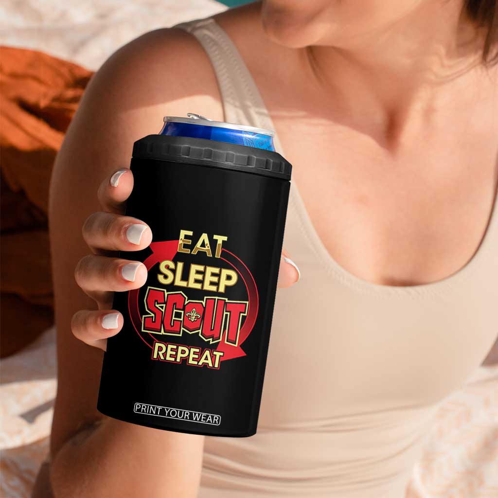 Funny Scout 4 in 1 Can Cooler Tumbler Eat Sleep Scout Repeat Scouting Lovers Camping Hiking Outdoors TS02 Print Your Wear