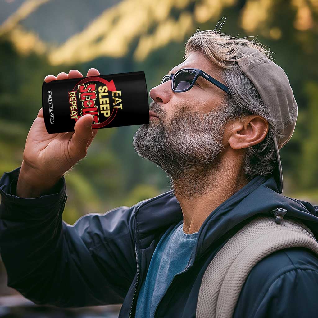 Funny Scout 4 in 1 Can Cooler Tumbler Eat Sleep Scout Repeat Scouting Lovers Camping Hiking Outdoors TS02 Print Your Wear
