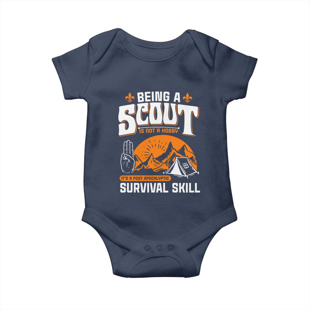 Funny Scout Baby Onesie Being A Scout Is Not A Hobby Survival Skill Adventure TS02 Navy Print Your Wear
