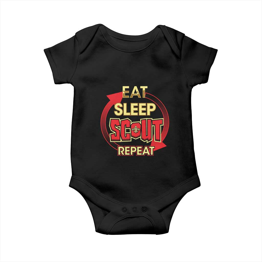 Funny Scout Baby Onesie Eat Sleep Scout Repeat Scouting Lovers Camping Hiking Outdoors TS02 Black Print Your Wear