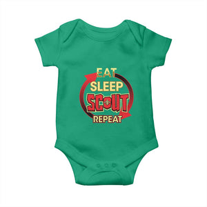 Funny Scout Baby Onesie Eat Sleep Scout Repeat Scouting Lovers Camping Hiking Outdoors TS02 Irish Green Print Your Wear