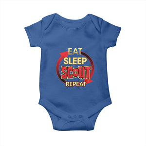 Funny Scout Baby Onesie Eat Sleep Scout Repeat Scouting Lovers Camping Hiking Outdoors TS02 Royal Blue Print Your Wear